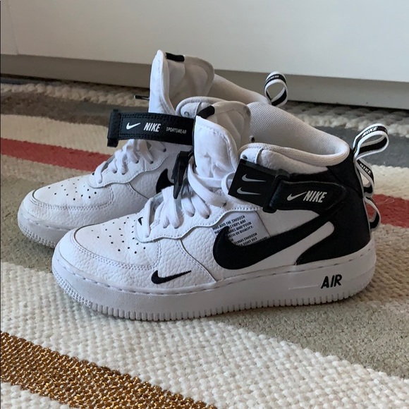 Rare Nike Air Force One Mid LVGS White Black - Picture 1 of 5